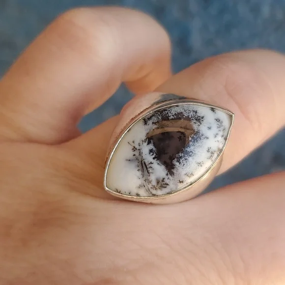 New Men's Dendritic Opal 925 Silver Ring. - Picture 3 of 10